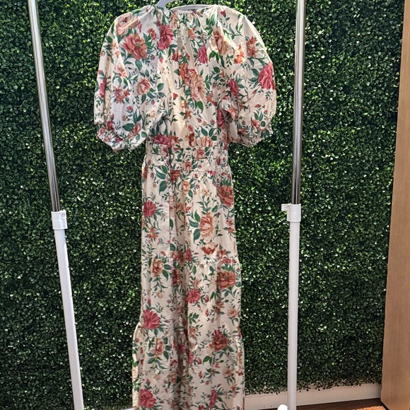 Anthropologie Floral Maxi Dress - Cream and Pink - Picture 4 of 4